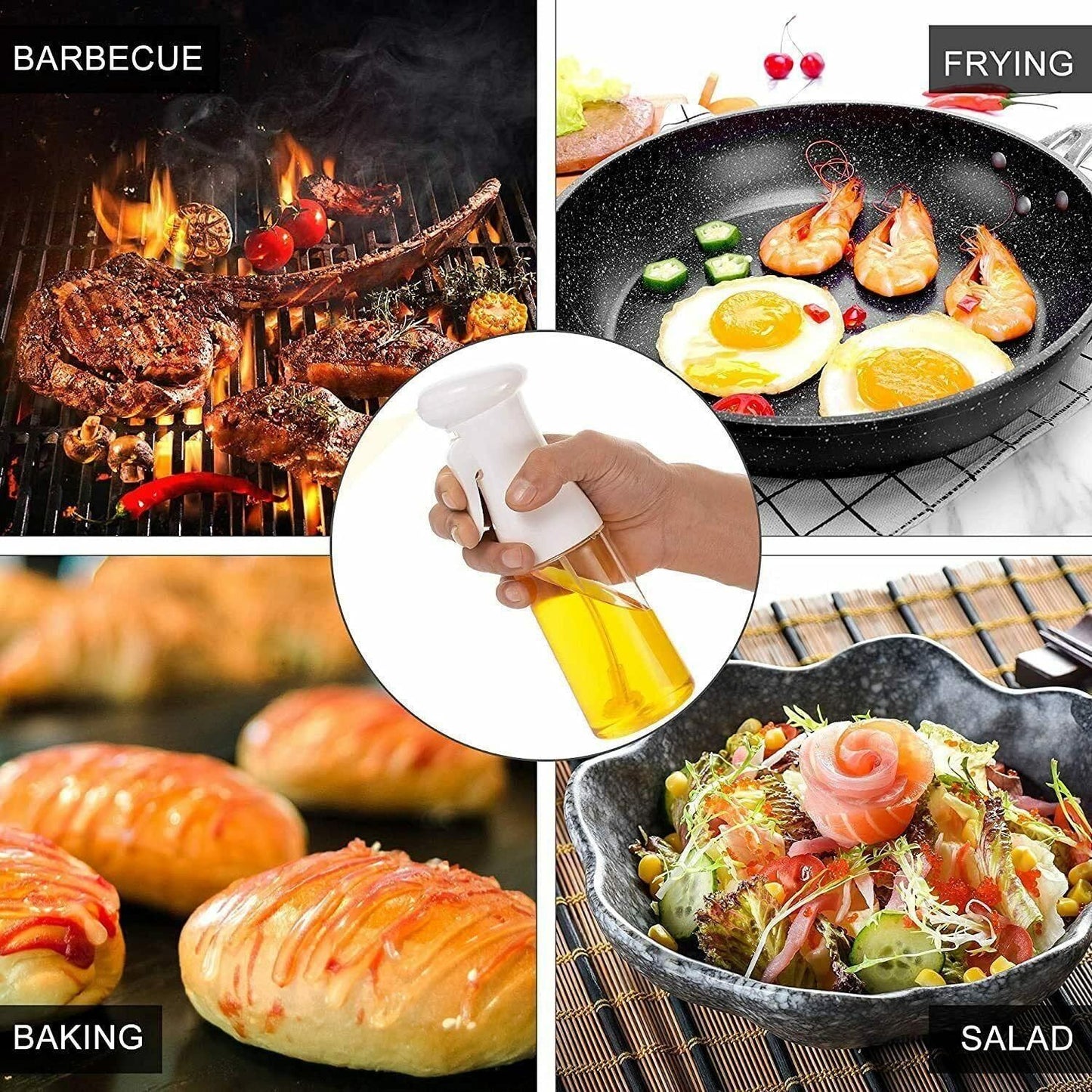 Spray Bottle-Food Grade Stainless Steel Glass Oil Spray Bottle Vinegar Bottle Oil Dispenser for Cooking, Salad, Kitchen