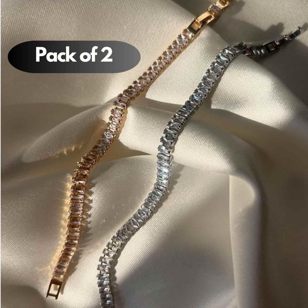 Emerald Diamond Tennis Bracelet Pack of 2 (unisex)