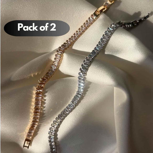 Emerald Diamond Tennis Bracelet Pack of 2 (unisex)