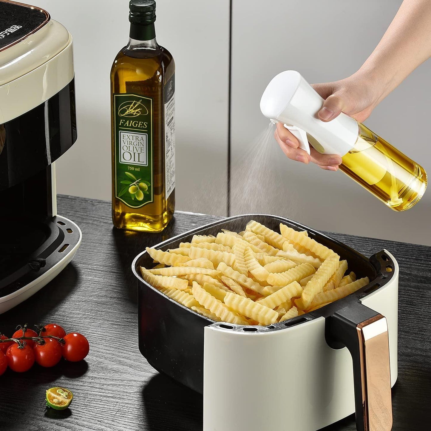 Spray Bottle-Food Grade Stainless Steel Glass Oil Spray Bottle Vinegar Bottle Oil Dispenser for Cooking, Salad, Kitchen